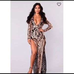 Fashion Nova gold and black dress